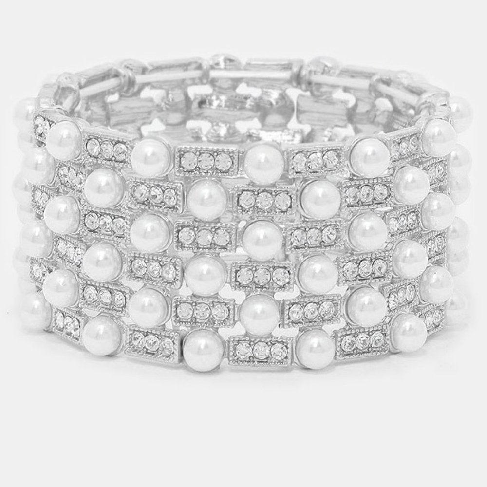 Crystal & Pearl Stretch Bracelet